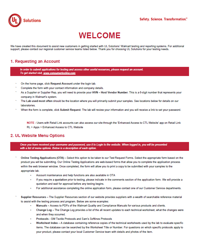UL Solutions onboarding document, page 1