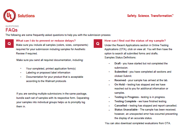 UL Solutions onboarding document, page 3